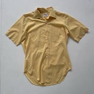 Vtg 60s Arrow Belmont Club Light Yellow Collared Button Up Shirt Sz S / Tailored